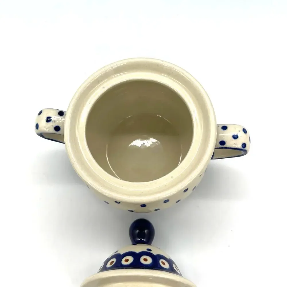 Boleslawiec Polish Pottery Sugar Bowl with Lid Hand Made Poland
